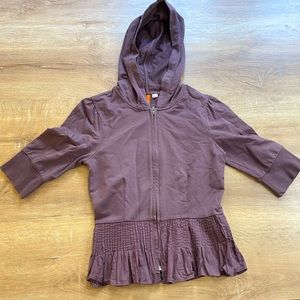Anthropologie Saturday Sunday crop hoodie sweater - plum purple zip - XS cotton